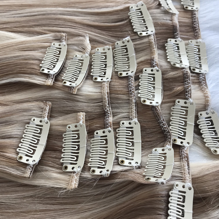 China best two color clip in human hair extensions 120g factory manufacturer balayage mix YJ299